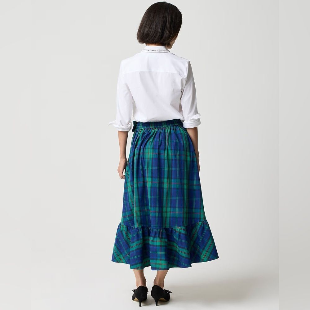 J Crew Tartan Wrap Midi Skirt NWT - Picture 4 of 9